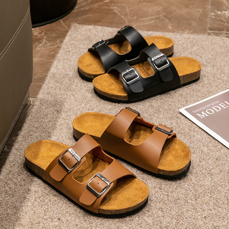 Chaussons plats décontractés en liège pour femmes, chaussures plates confortables à enfiler