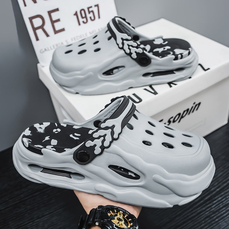 Zapatos casuales antideslizantes y transpirables con agujeros a la moda para hombre