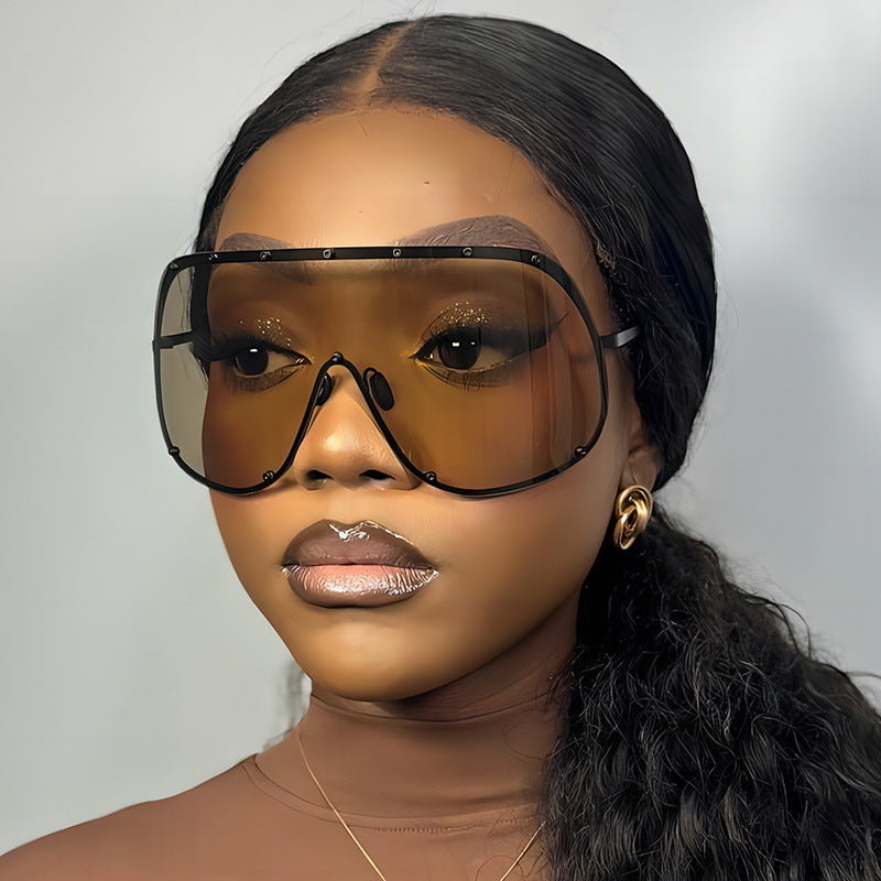 Fashion Large Frame Sunglasses - Metal Oval Style