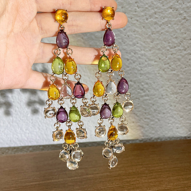 Pendientes bohemios de cuentas multicolores para mujer