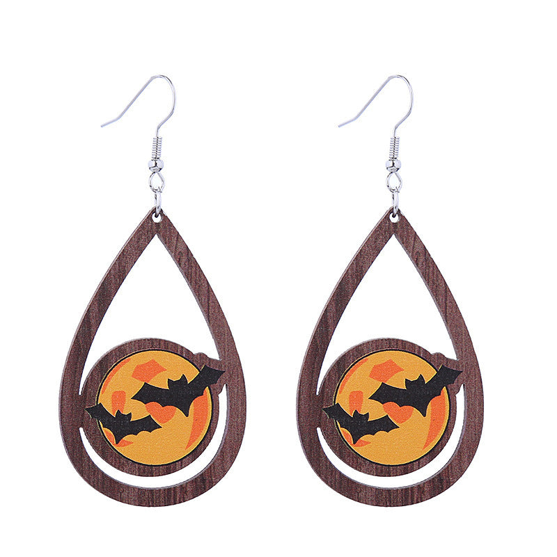 Halloween Women Funny Ghost Pumpkin Spider Skull Bat Earrings