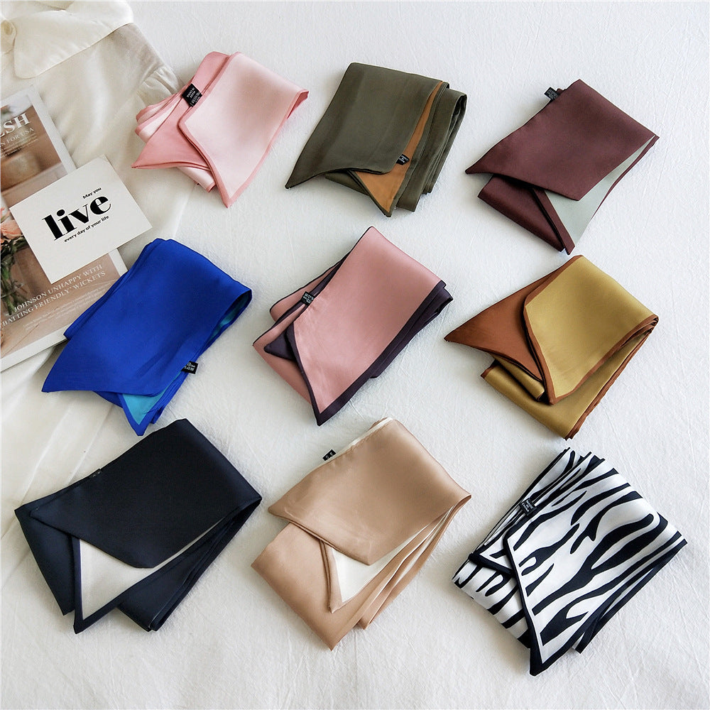 Fashion Double-Sided Two-Color Long Ribbon Tie Bag Handle Scarf