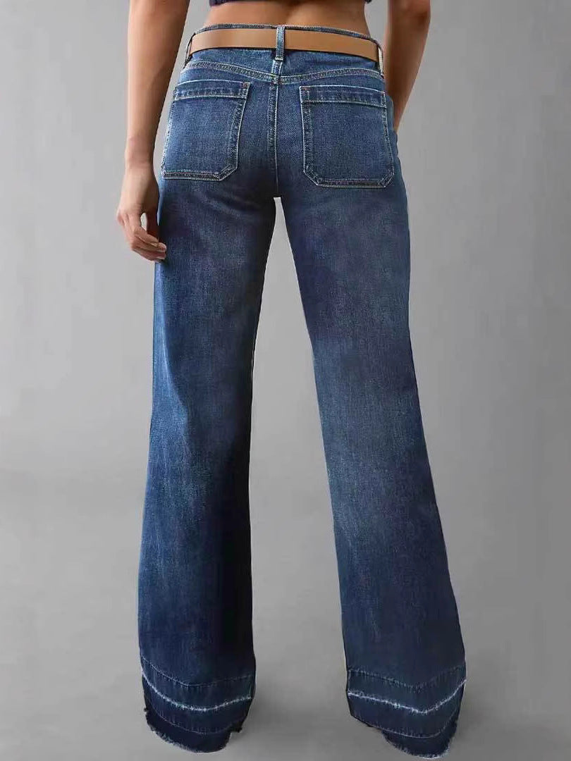 Women Casual Loose Jeans Made of Cotton and Polyester