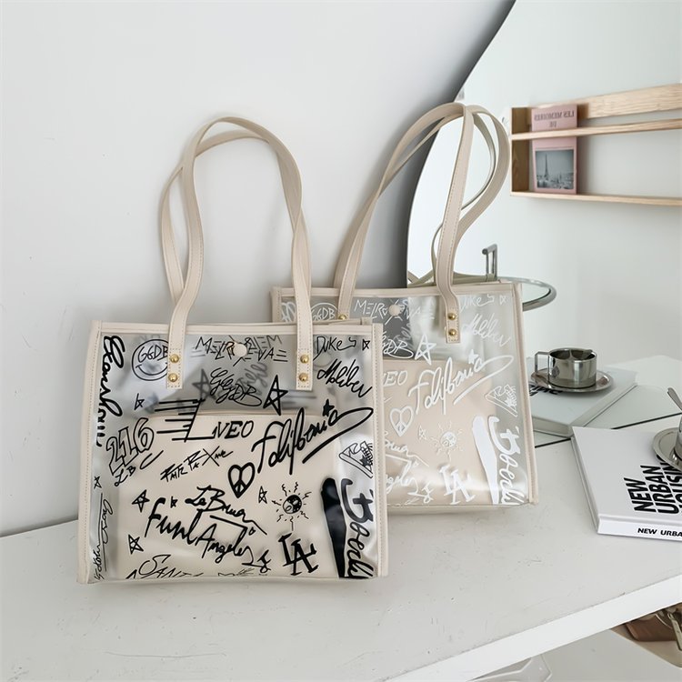 Transparent PVC Tote Bag for Office and Travel