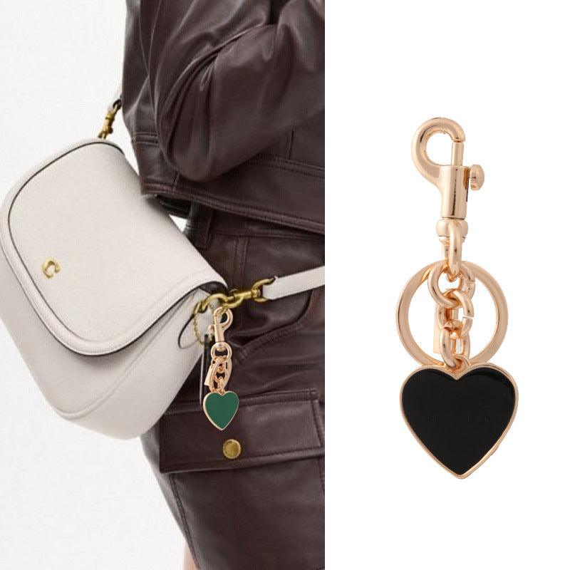 Rainbow Heart Rhinestone Bag Hanging Pendant Key Chain