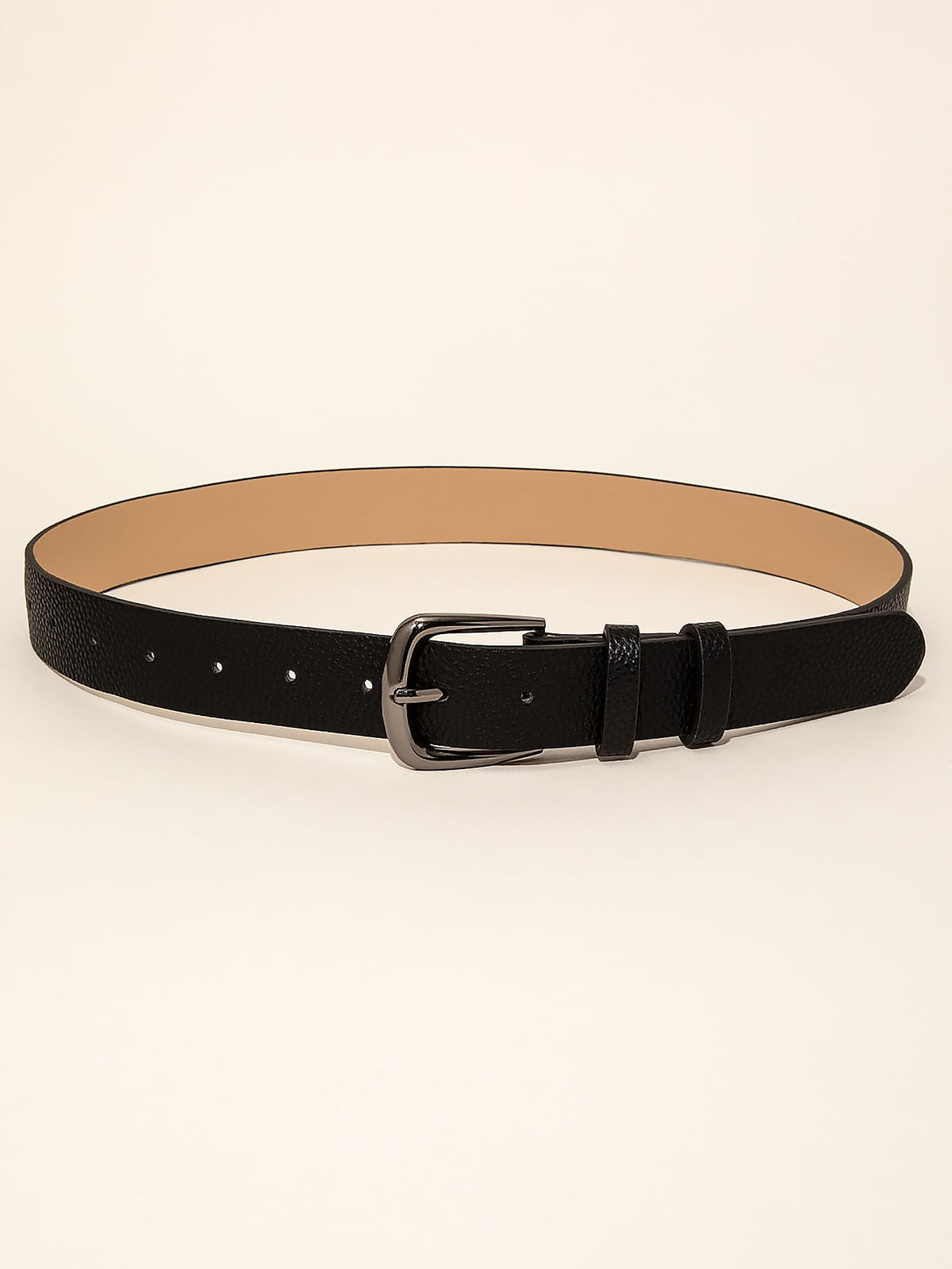 Ceinture à boucle simple à motif litchi pour femme