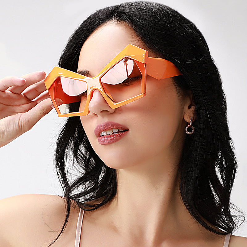 Gafas de sol con diseño de gato, estilo retro, con montura grande y polígono de moda