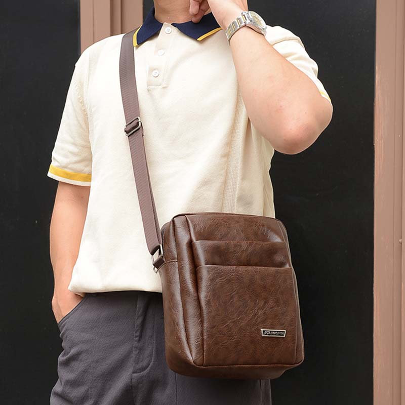 Bolso bandolera informal de PU para negocios a la moda para hombre