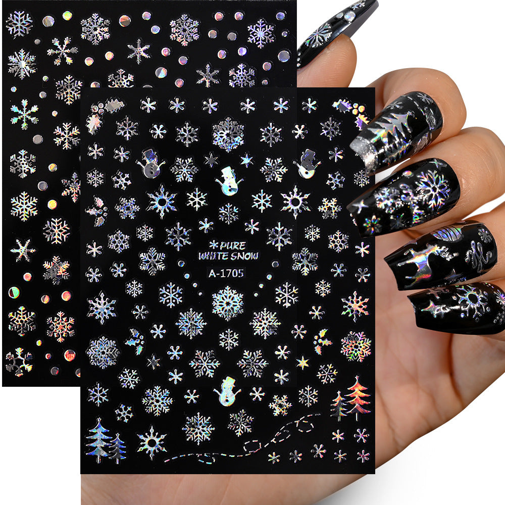 Pegatinas navideñas de copos de nieve para uñas