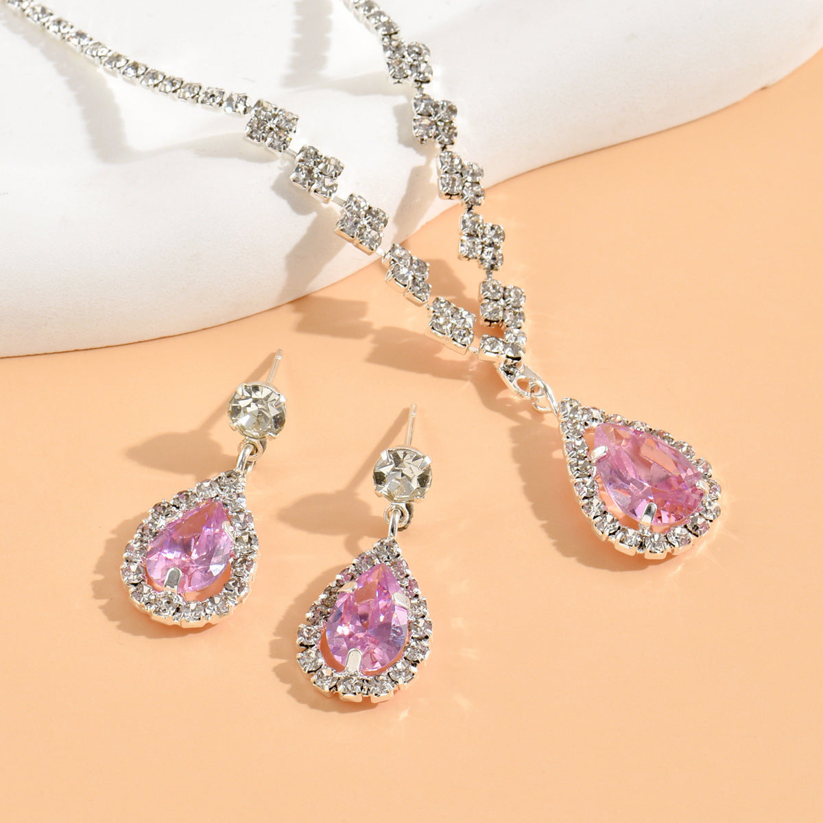 Fashion Rhinestone Zircon Jewelry Two-Piece Set