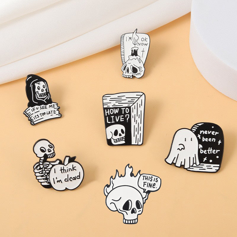 Halloween Women Fashion Dark Punk Skull Brooch