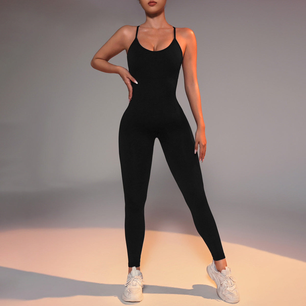 Women Fashion Solid Color Yoga Jumpsuit
