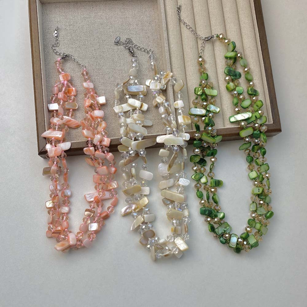 Collar de conchas de tres capas de moda de verano para mujer