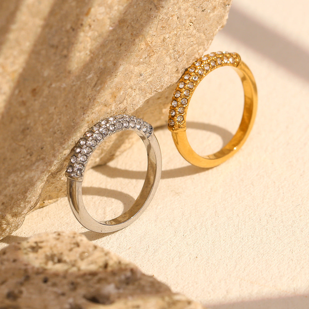 Bague tendance pour femme en plaqué or 18 carats avec zircone