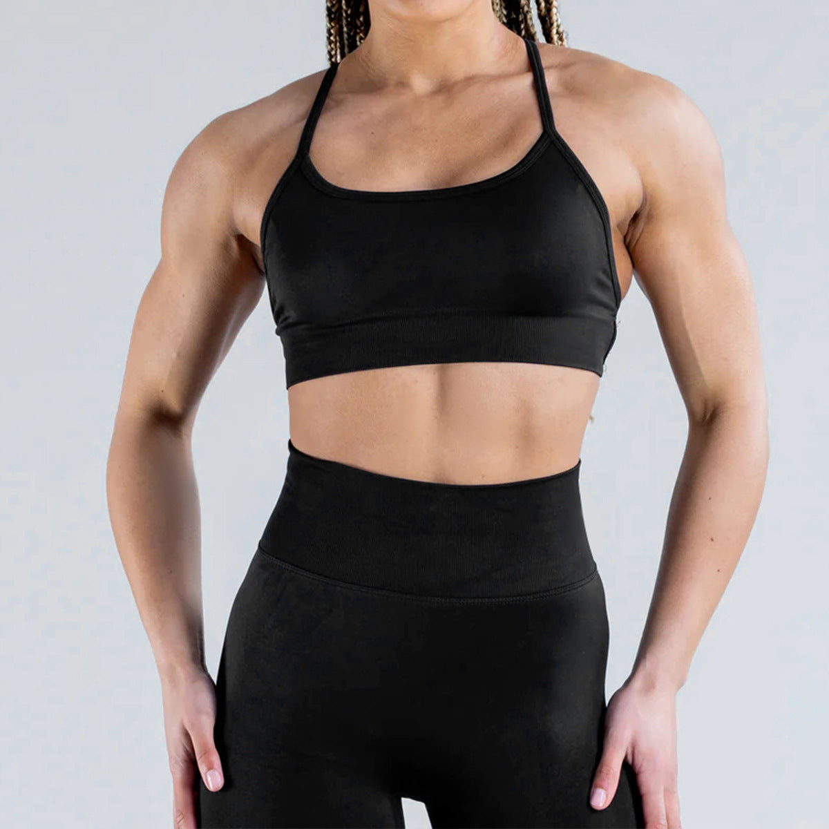 Soutien-gorge de yoga dos nu sans coutures, couleur unie, décontracté, pour femmes