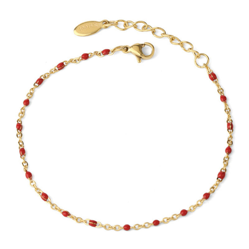 Women Bohemian Simple Mini Beads Stainless Steel Bracelet