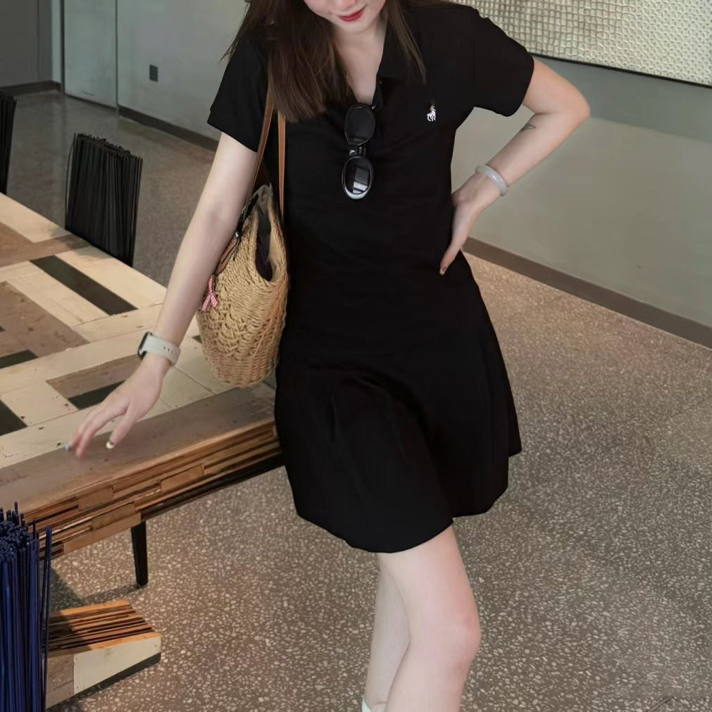 Women Fashion Casual Embroidered Pleated Dress