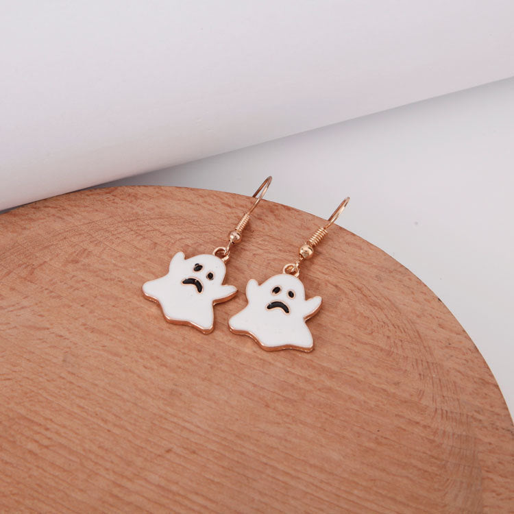 Halloween Women Funny Horror Pumpkin Ghost Earrings
