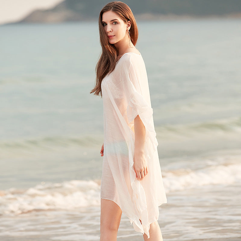 Summer Women Casual Beach Bat Shirt Cover-Up