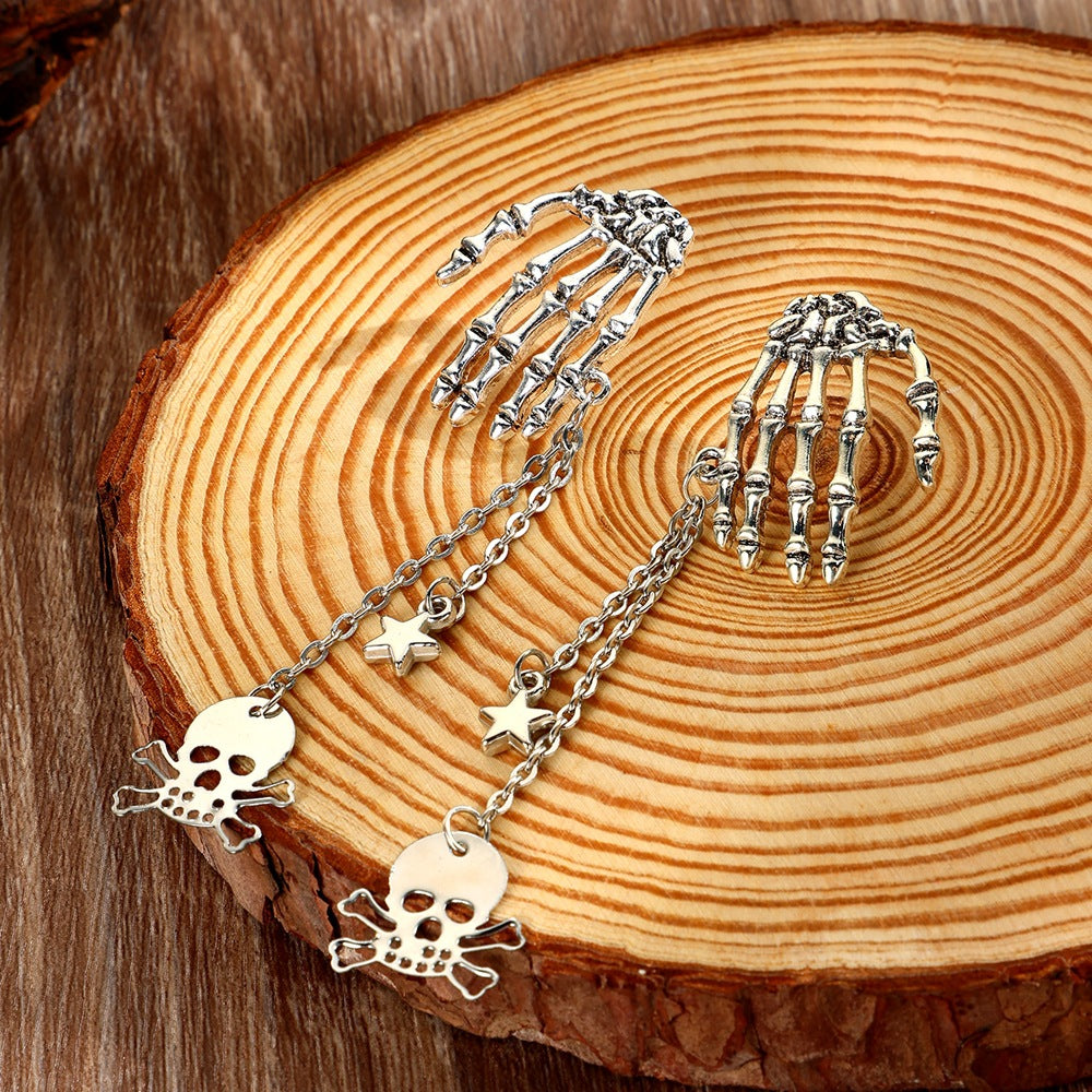 Boucles d'oreilles gothiques Halloween vintage crâne pompon
