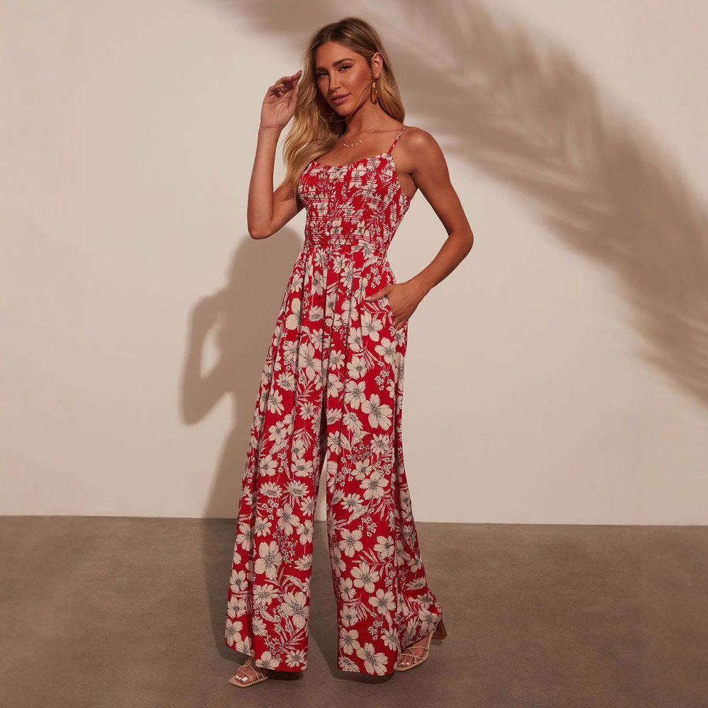 Combinaison à imprimé floral pour femme, mode vacances