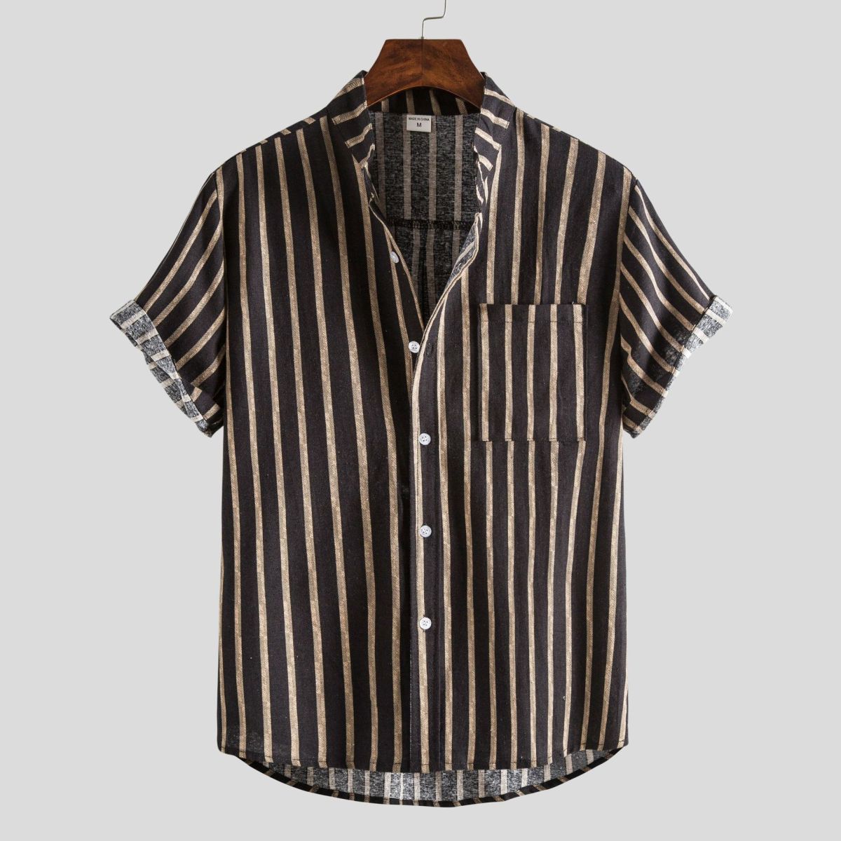 Camisa de verano para hombre con estampado de rayas y flores diminutas en 3D