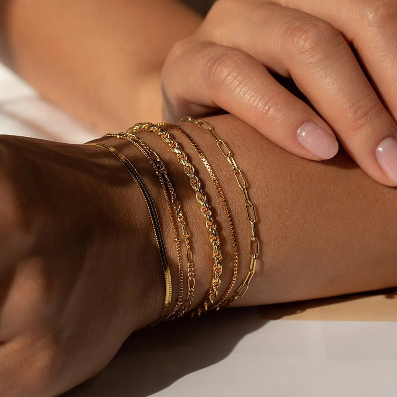 Bohemian Minimalist Women Metal Figaro Chain Bracelet