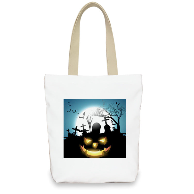 Bolso de lona con diseño de calabaza de Halloween para mujer