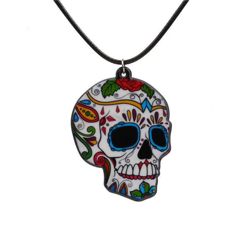 Collar de calavera y rosa de Halloween para mujer