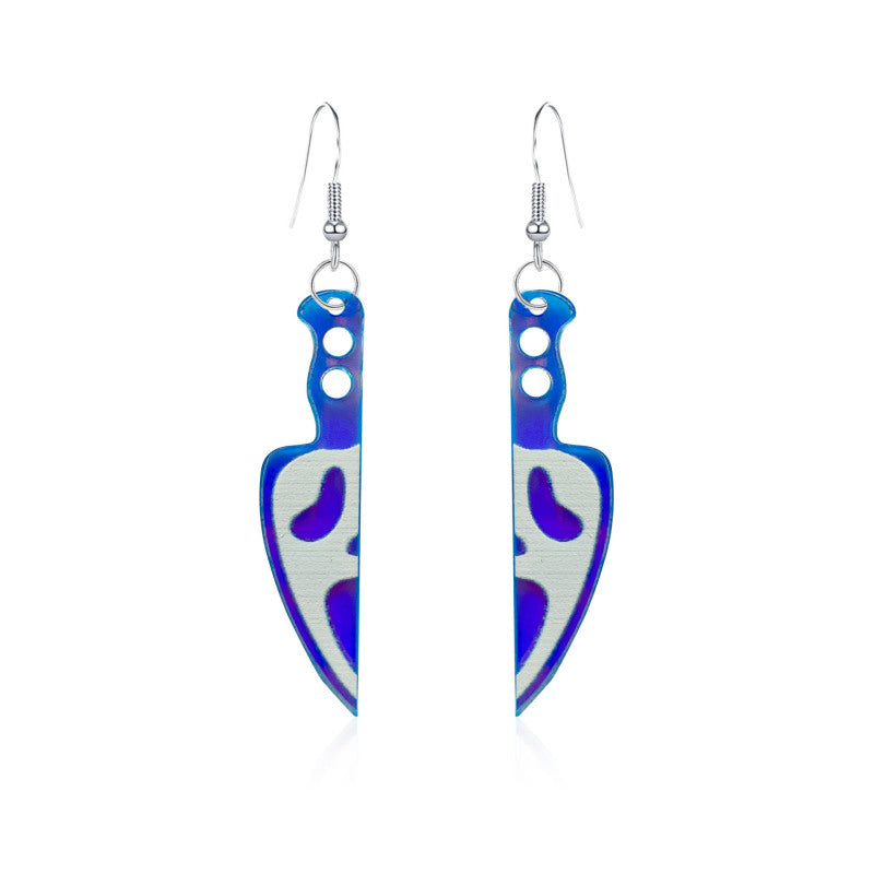 Pendientes de calavera acrílica divertidos y creativos para Halloween para mujer