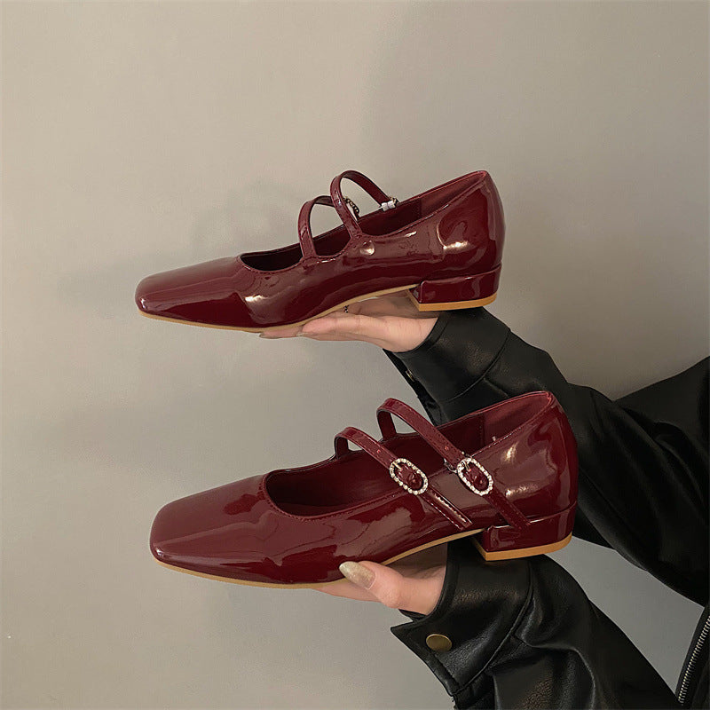 Mocassins Mary Jane en cuir verni vintage pour femmes