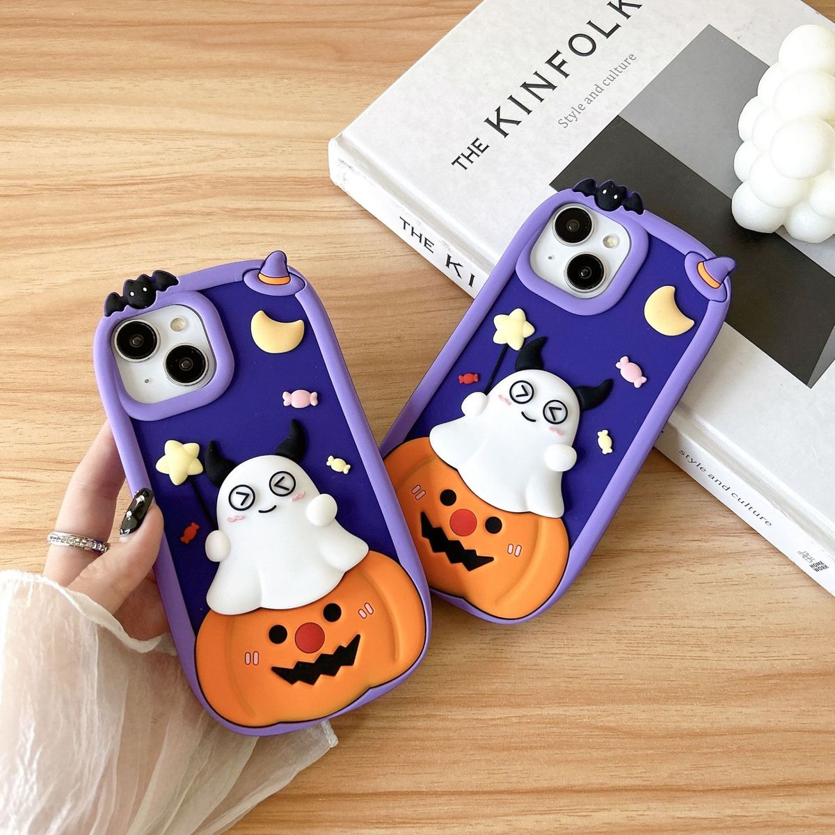 Women Cartoon Cute Halloween Ghost Pumpkin Phone Case