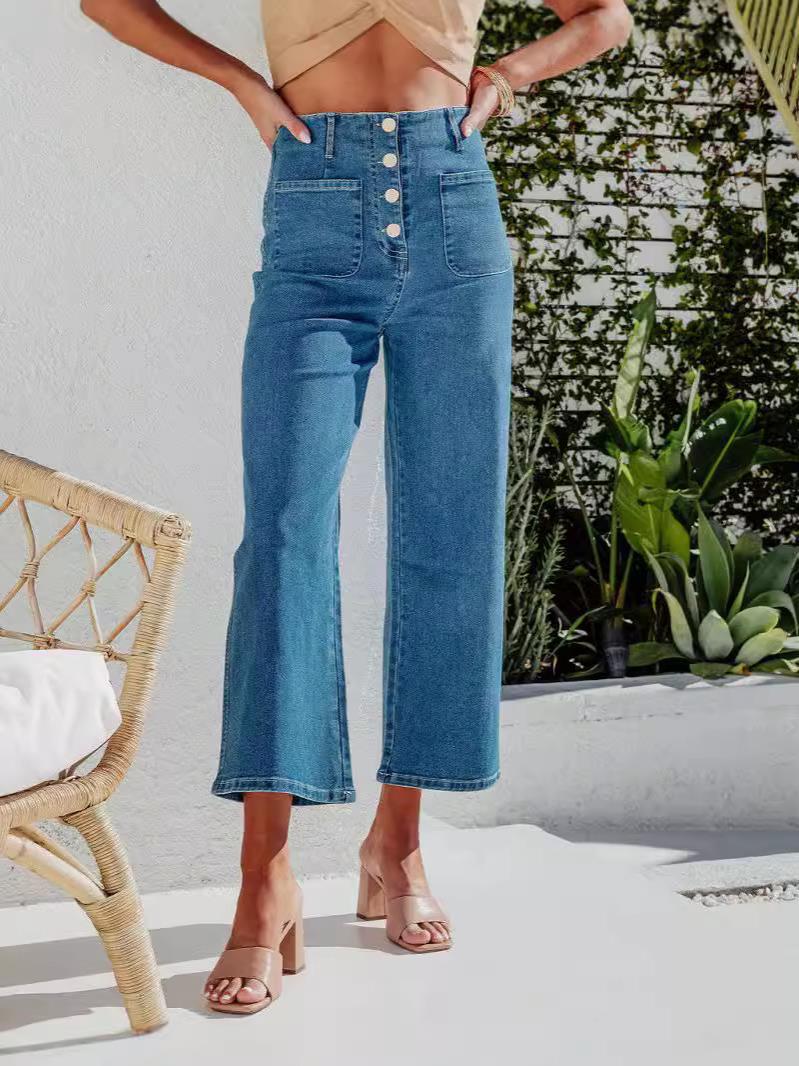 Vintage Women Crop Micro-Flared Jeans