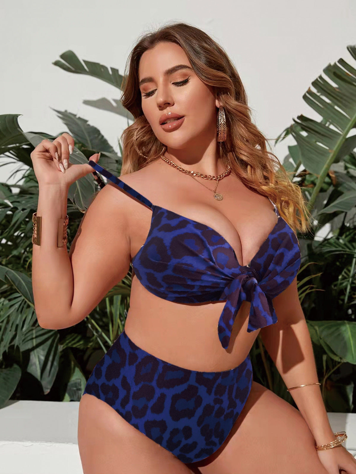 Plus Size Women Sexy Leopard Print Swimwear