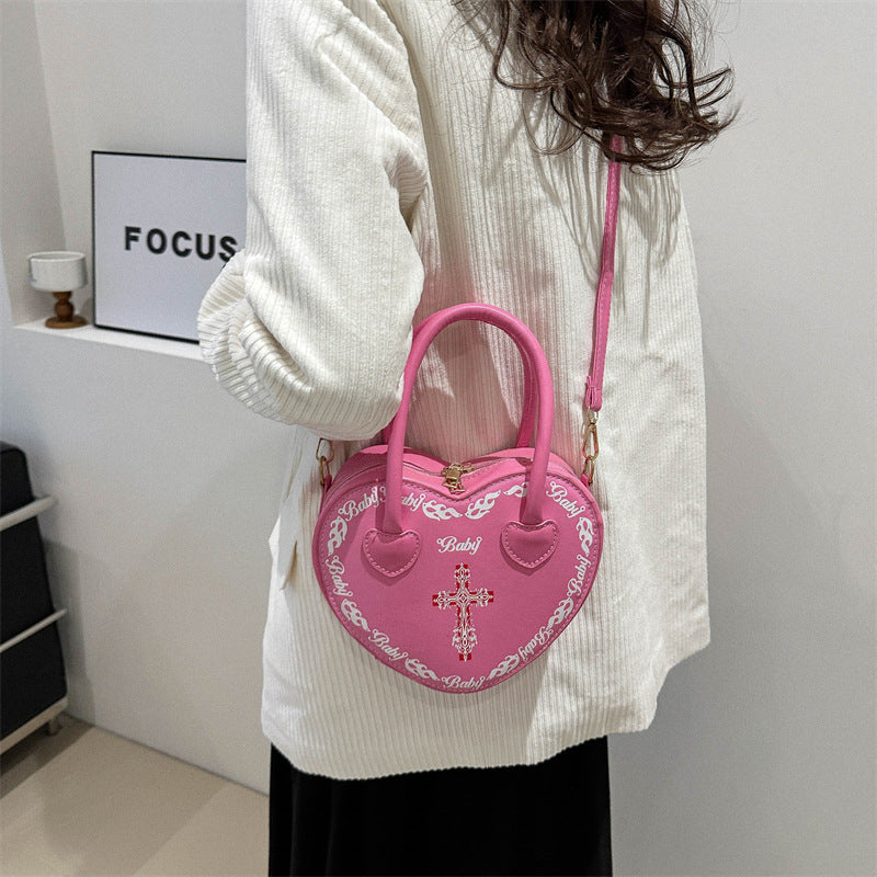 Studded Gothic Punk Heart Shoulder Bag