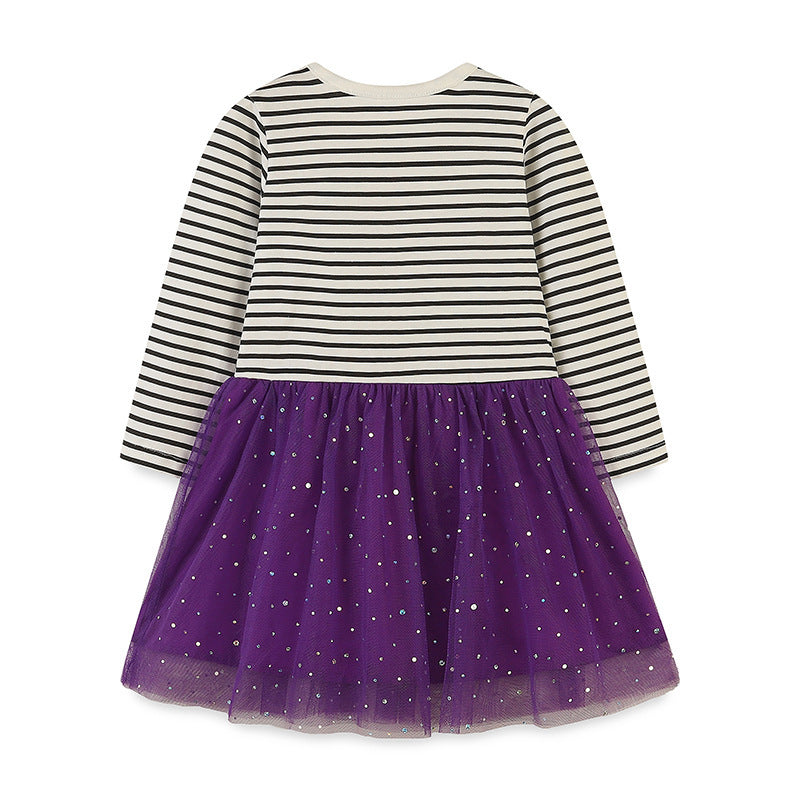 Vestido de princesa de algodón de manga larga para niñas pequeñas