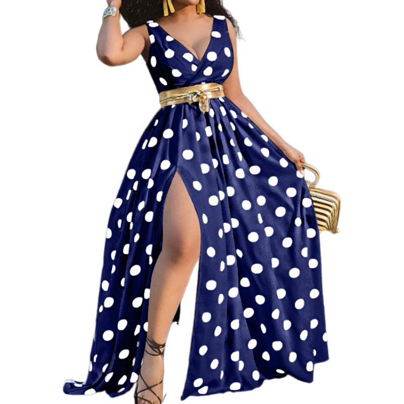Summer Vacation Women Polka Dot Maxi Dress