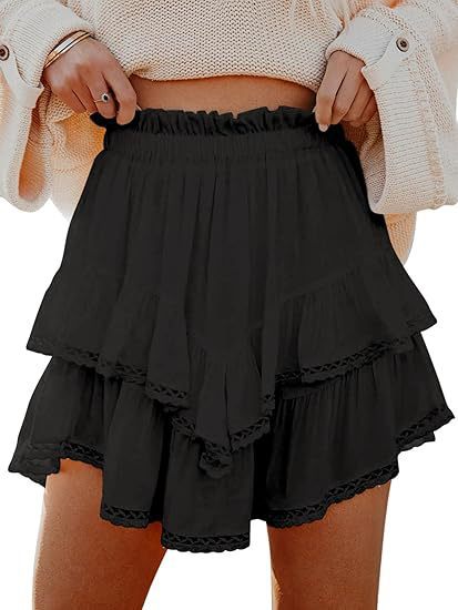 Falda plisada de capas, estilo bohemio, informal, de color liso, para mujer