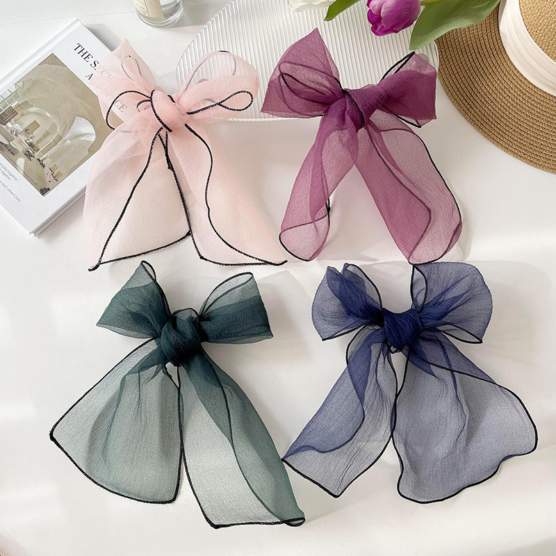 Bufanda larga de organza fina de verano para mujer, color liso