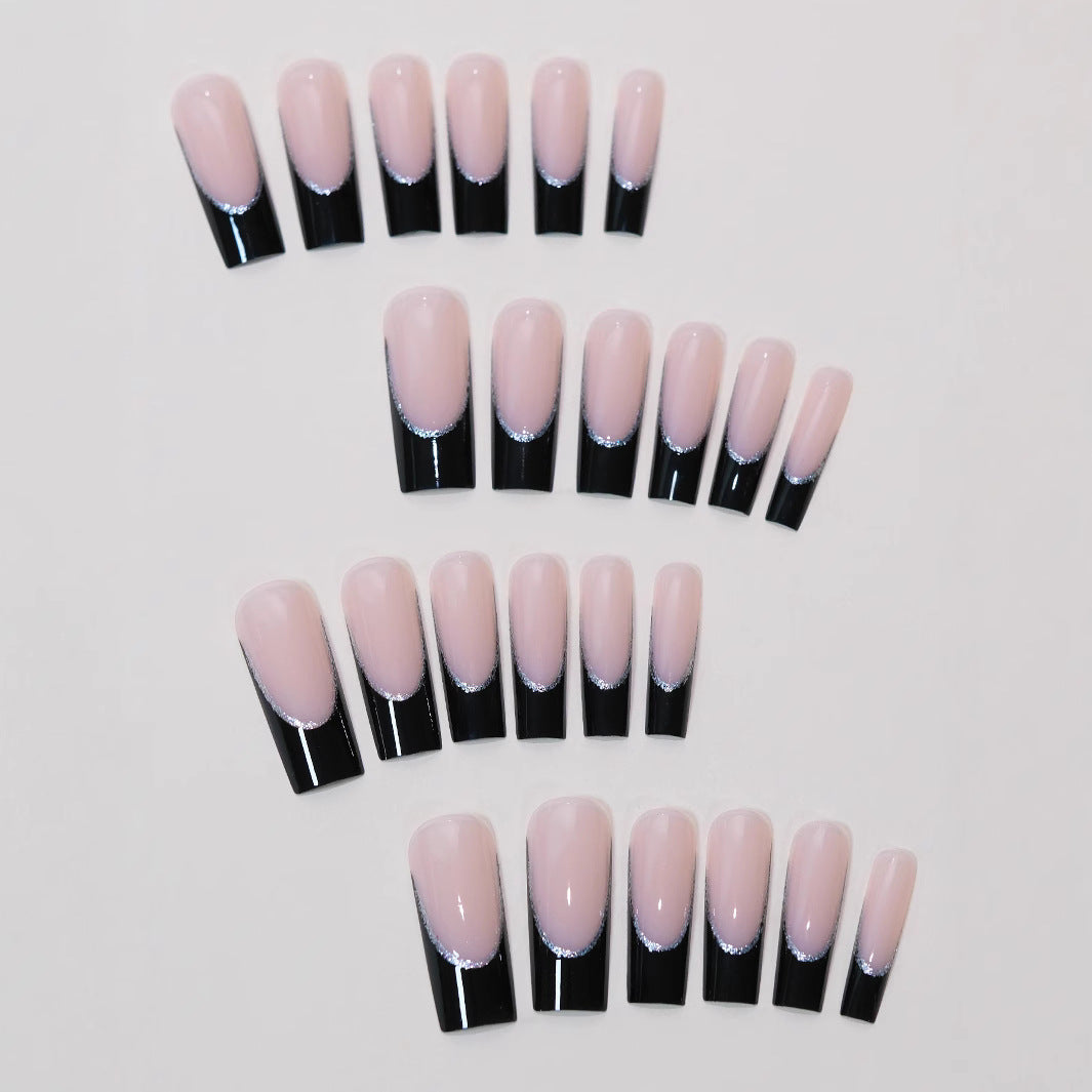 Uñas postizas largas con purpurina para mujer