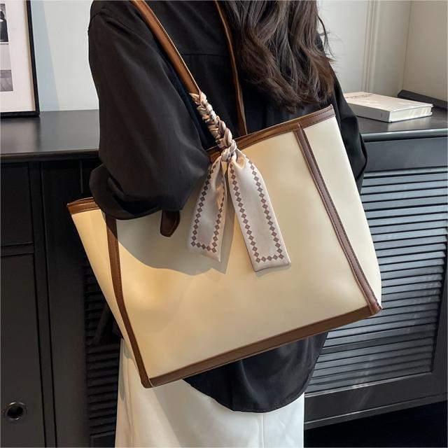Large Capacity Casual Tote Bag - Color Contrast