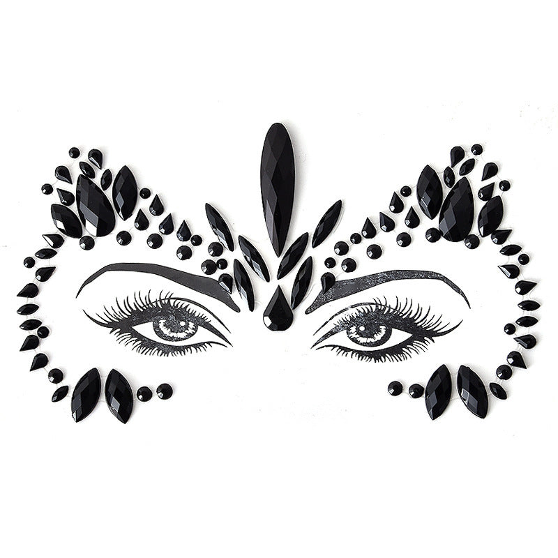 Autocollant décoratif en résine et strass pour visage de carnaval d'Halloween