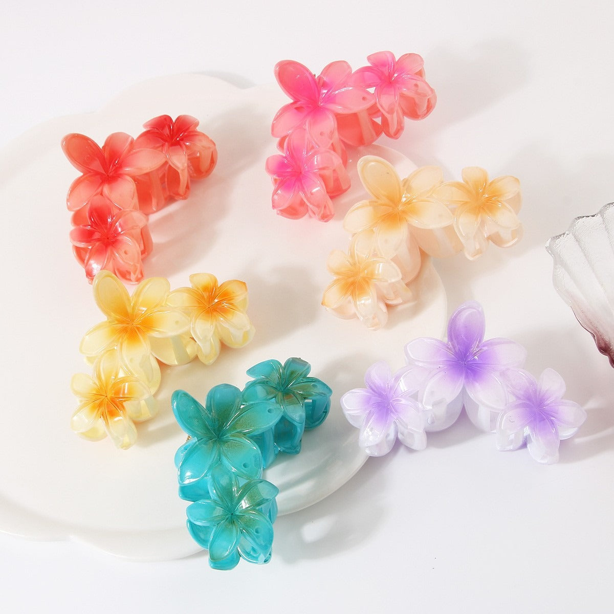 Pinza de agarre floral con degradado de playa para vacaciones