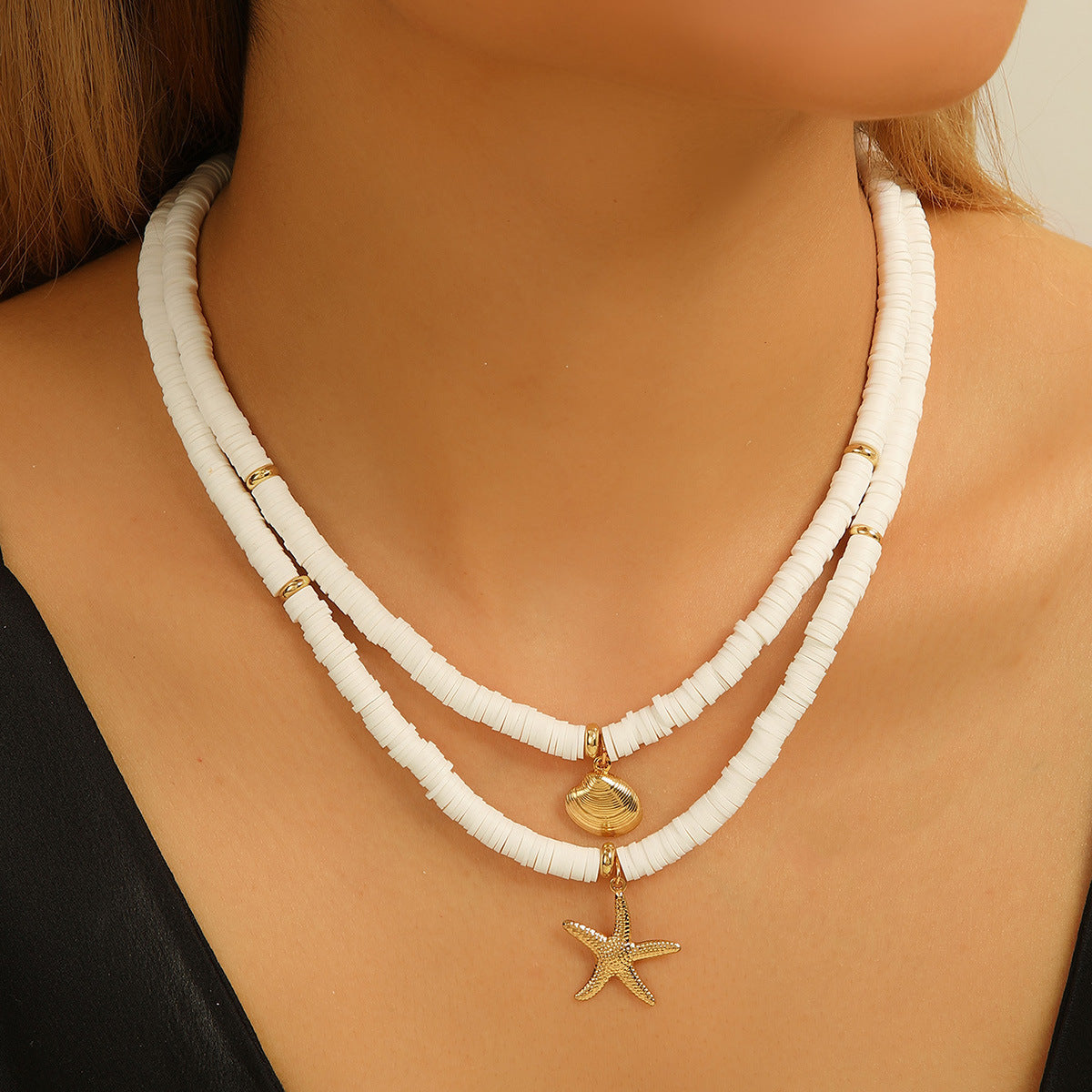 Bohemian Beach Vacation Beaded Starfish Necklace