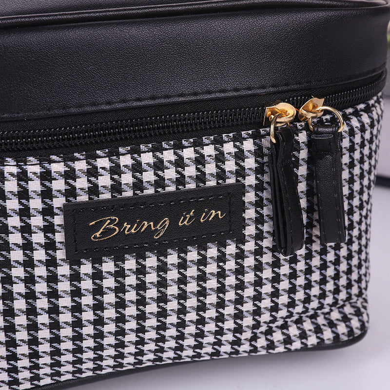 Simple Houndstooth Pattern Large-Capacity Cosmetic Bag