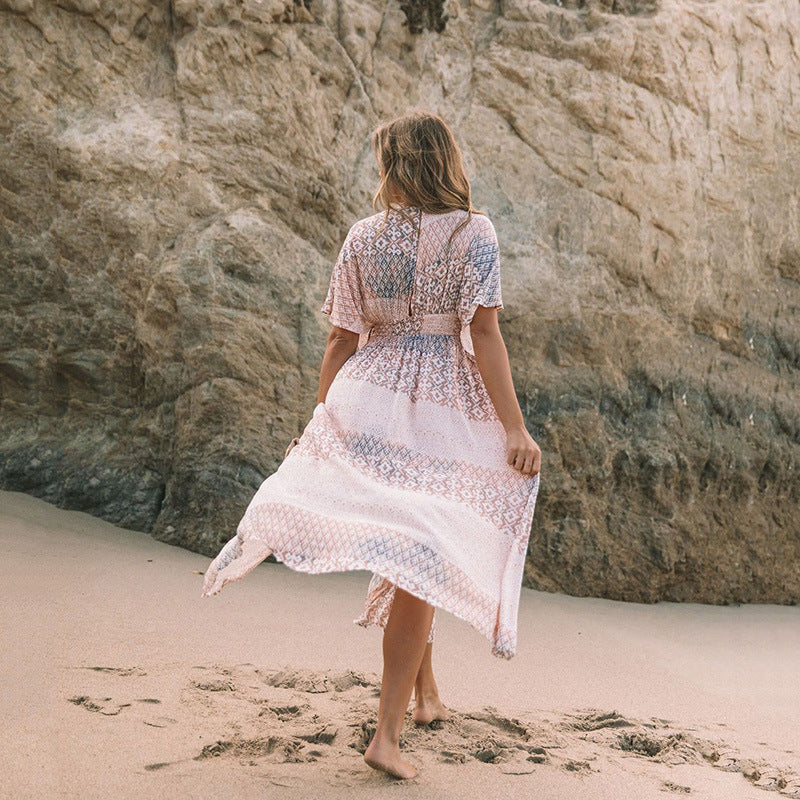 Fashion Women Vintage Boho Graphic Print Cover-Up