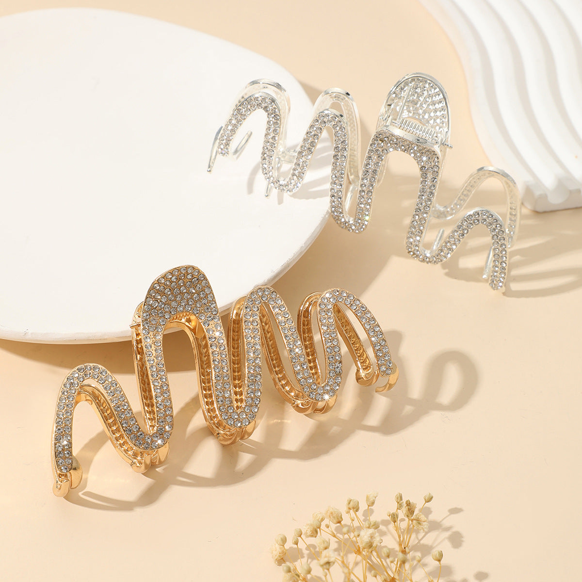 Fashion Rhinestone Wave Hair Claw