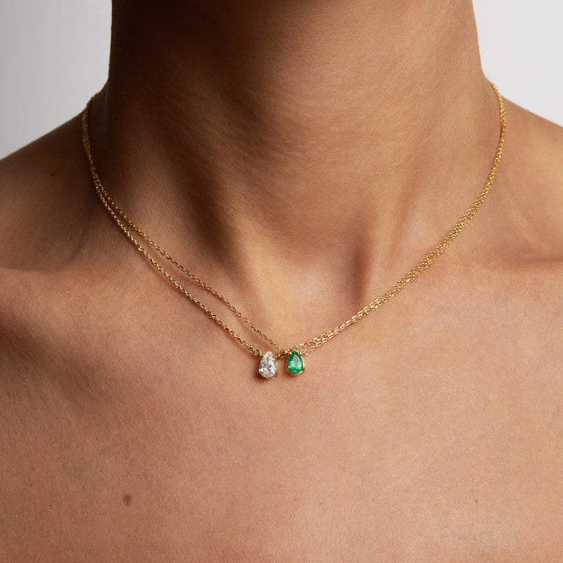 Collar con colgante de circonita a la moda para mujer, cadena geométrica ligera y de lujo.