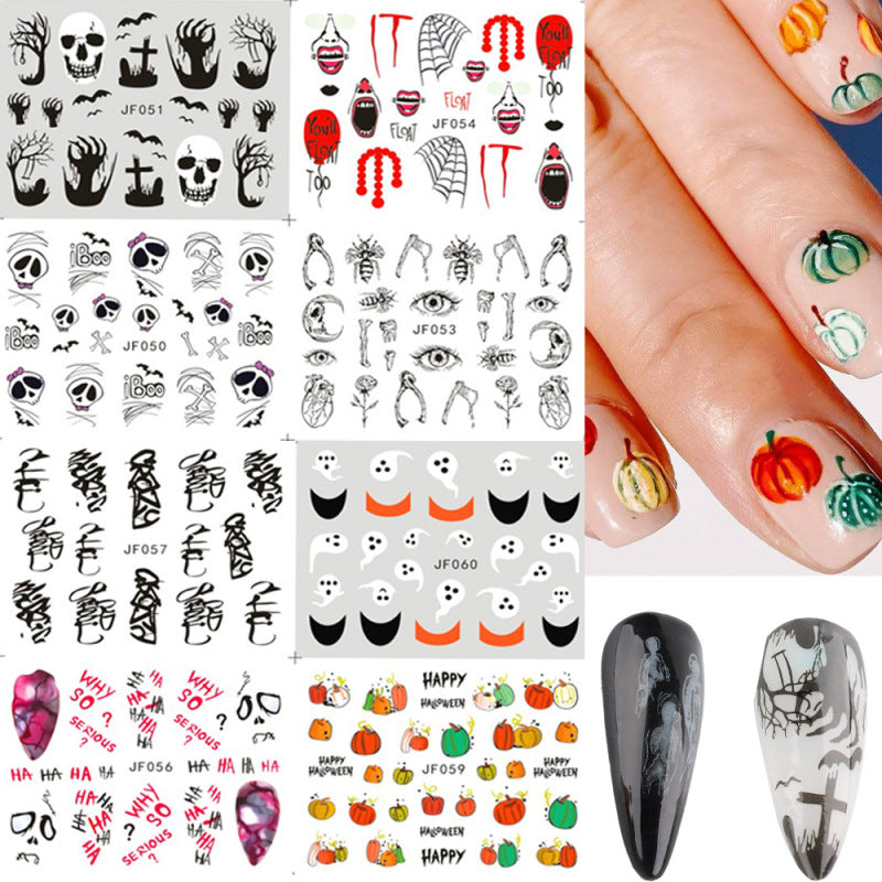 Halloween Series Funny Skull Bone Ghost Diy Nail Sticker
