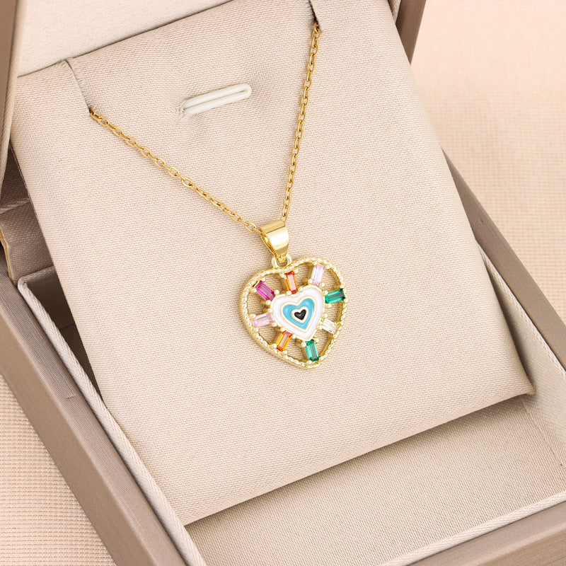 Collar con colgante hueco multicolor bohemio para mujer